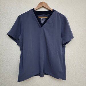 Figs Oran Short Sleeve Scrub Top in Blue Women's Size XL